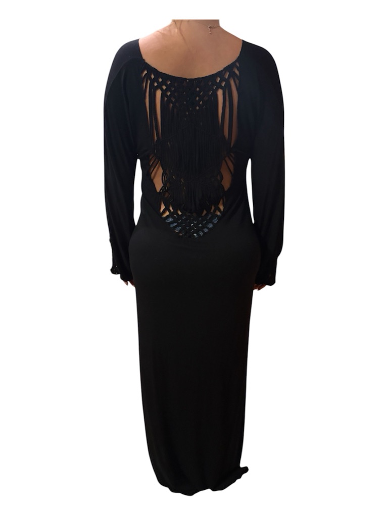 Indah Body Crochet Champagne Dress Black Xl Goth